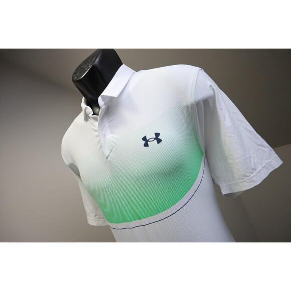 Under Armour Golf Polo White HeatGear IsoChill Athletic Shirt Mens Sz Medium - Picture 1 of 9